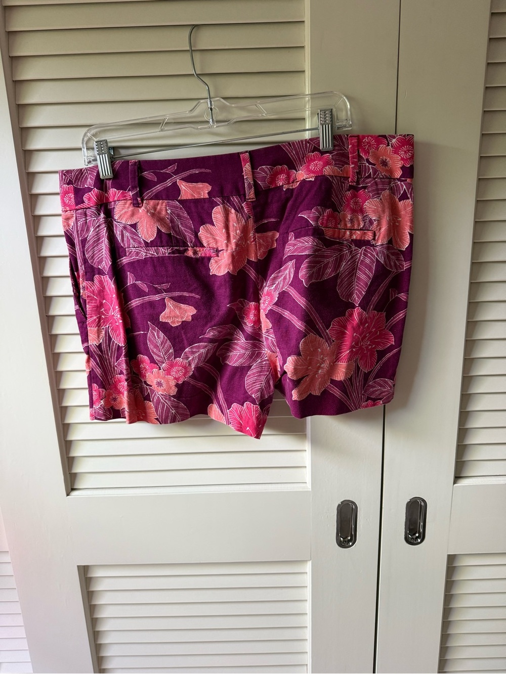 LOFT Pink Floral Purple Bermuda Shorts